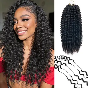 New 2026 Kinky Curl Feather CrochetHuman Hair Bundles, Lightweight Pre-Separated SuperInvisibly Knot and Durable Reusable natuer Color 100%Human Hair 16-20inches Optional
