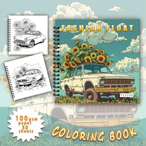 Sunflower Car Pattern Coloring Book, 1 Count 30 Sheets Thick Paper Coloring Book, DIY Painting Supplies for Stress Relief, Holiday Gift