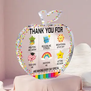 Flower-Shaped Acrylic Apple Gift for Teachers, Back-To-School Appreciation Present, Perfect for Teacher's Day, Christmas, Thanksgiving
