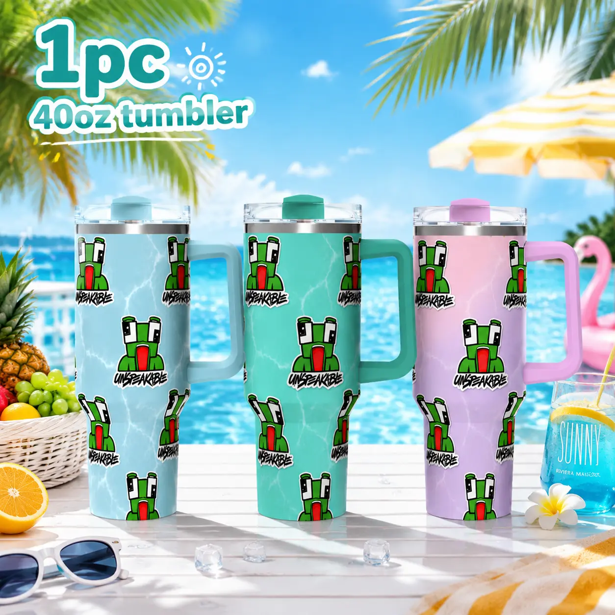 40oz Stainless Steel Tumbler Unspeakable Pattern Insulated Water Bottle Leakproof Vacuum Double Wall Travel Mug Summer Gift Drinkware