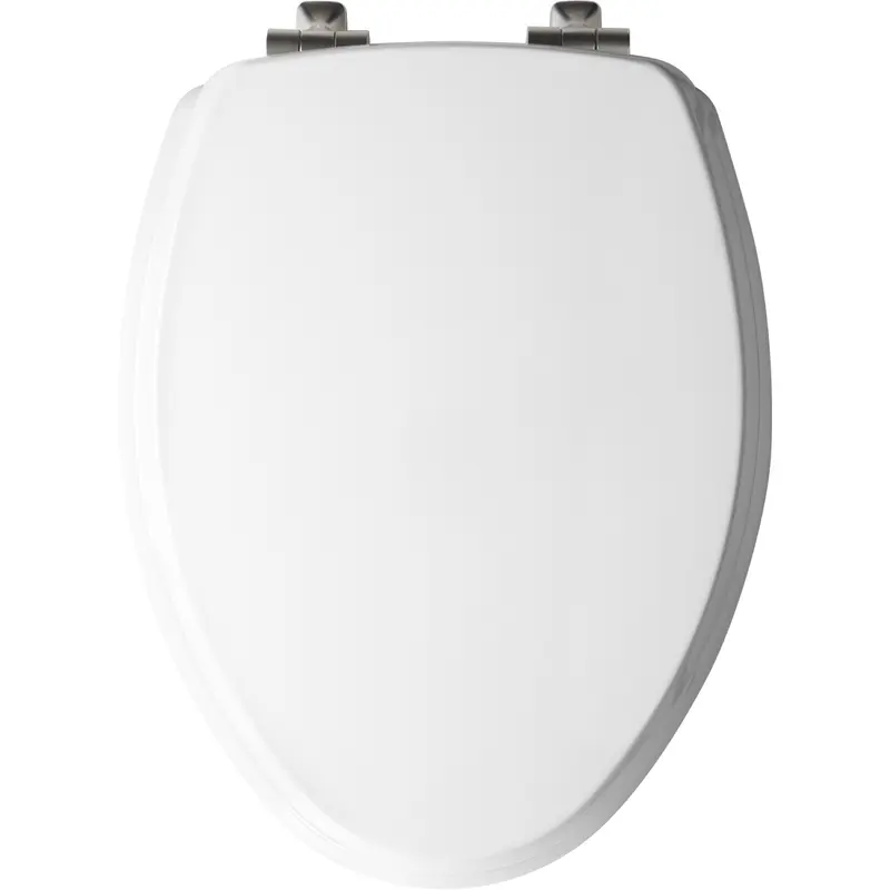 Mayfair Soft-Close Elongated Toilet Seat - White Gloss Molded Wood, Closed Front, Includes Installation Hardware, Model 4000986, Gloss Finish, Slow Close