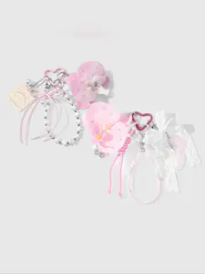 Sweet Cute Faux Pearl Beaded Bow Keychain, Sparkling Wings Artificial Flower Orchid Braided Rope, Fashion Accessory for Bags and Clothes