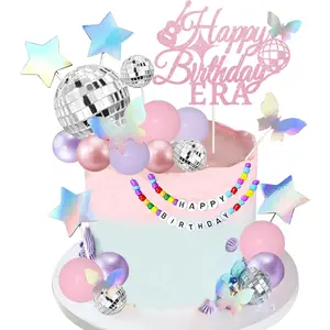 Happy Birthday Era Cake Toppers, Singer Theme Birthday Cake Decorations for Girls Birthday Party, Music Fans Lover Party Supplies