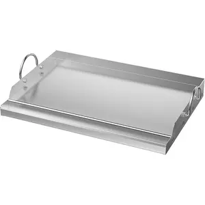 only fire Universal Stainless Steel Cooking Griddle, Flat Top Plate Insert with  Groove and Handles for Gas and Charcoal Grills, Tailgating, Camping and Parties, 23" x 16"