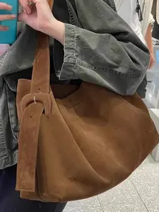 New Large Capacity Shoulder Bag, Versatile Matte Bucket Tote, Commuter Style Casual Handbag for Women & Men