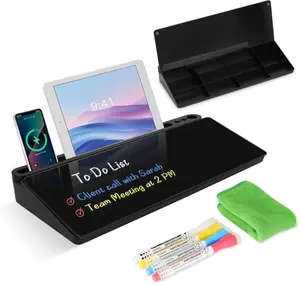 Glass Desktop Whiteboard with Charging Port & Pen Holders