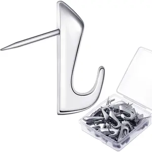 30 count 20 Lbs Pin Hooks Push Pin Hangers Metal Picture Hanging Nails for Home Office Wooden or Fabric Wall ()