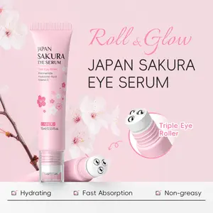 Sakura Eye Cream 15g/0.53oz, Smooth Rollerball, Rich in Vitamin C, Niacinamide, Hyaluronic Acid, Suitable for All Skin Types