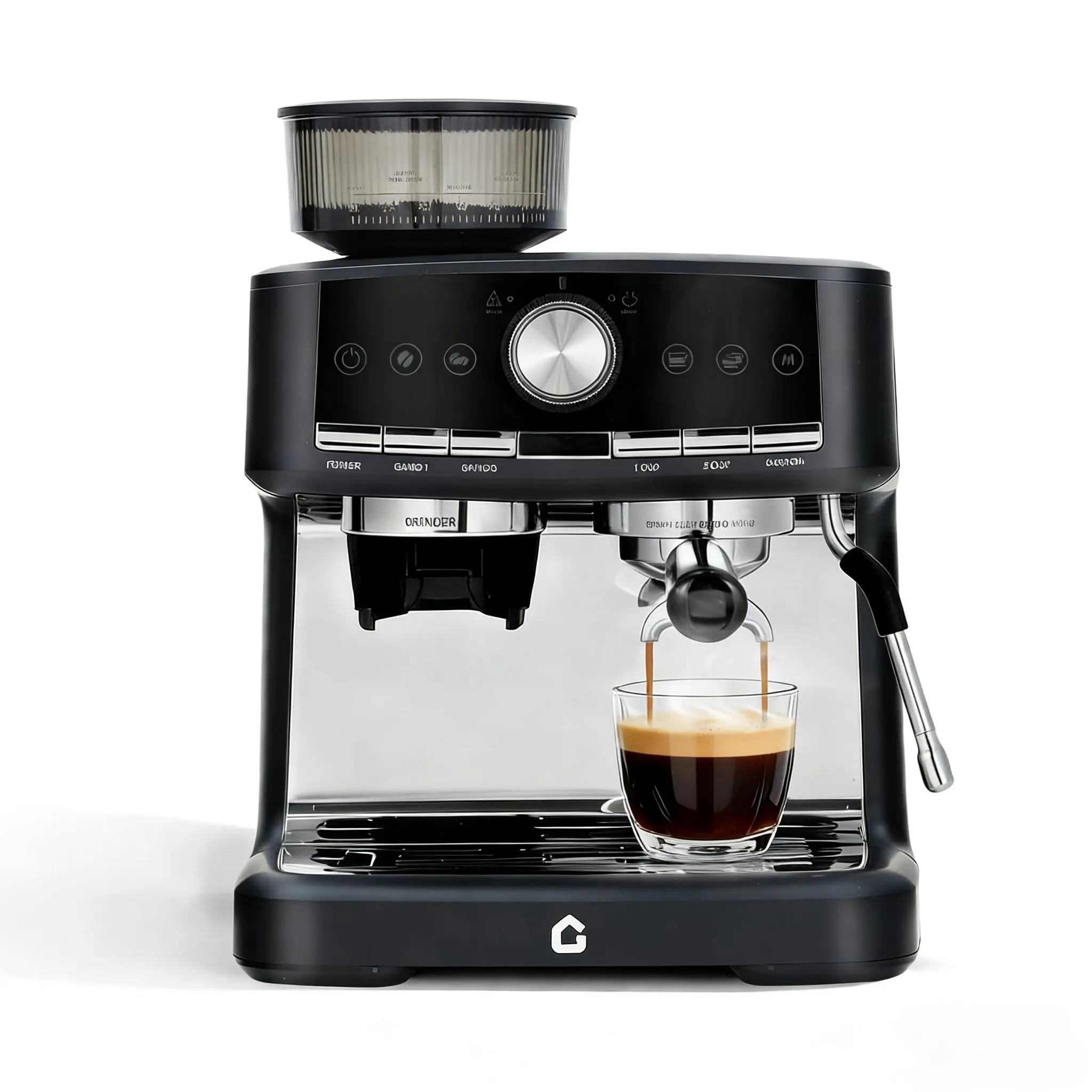 Espresso Machine with Grinder - 20 Bar Pressure, Stainless Steel Build, 1.5L Removable Water Tank, Milk Frother & Steam Wand for Latte/Cappuccino