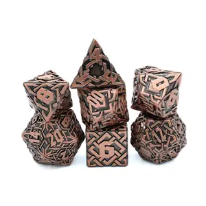 Maze Runner Metal DnD Dice Set 7-Piece Labyrinth RPG Dice for Dungeons and Dragons with Durable Metal Construction with Black Velvet Bag
