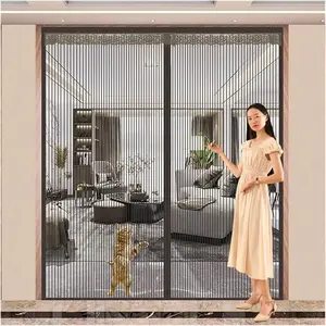 Black |   Magnetic Screen Door, Heavy Duty, Magnetic Closure, Door Mesh, Terrace Screen, Sliding Door Screen, Insect Proof Screen At The Entrance, Child And Pet Friendly (Set Of 1)