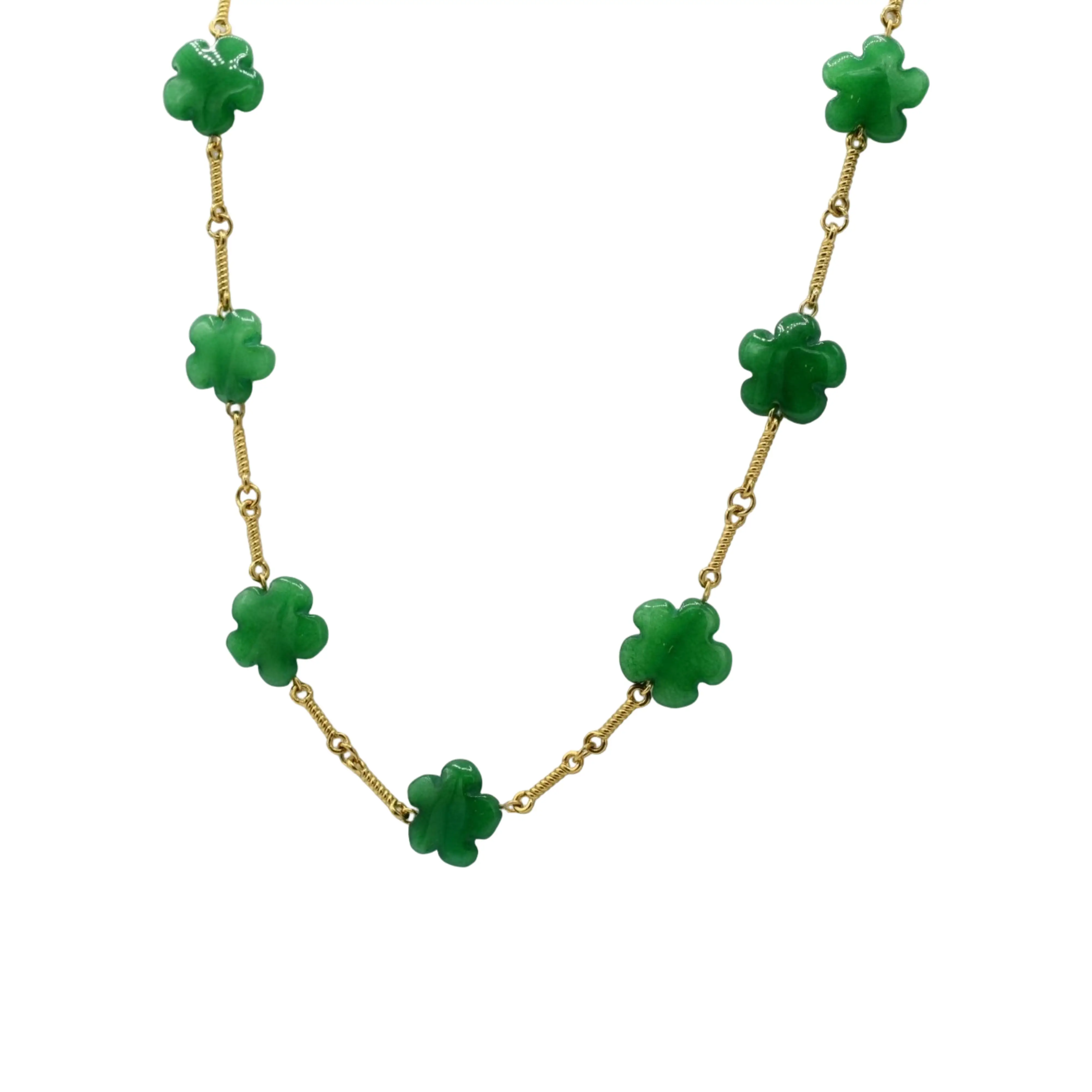 Natural Flower Stone Necklace Green