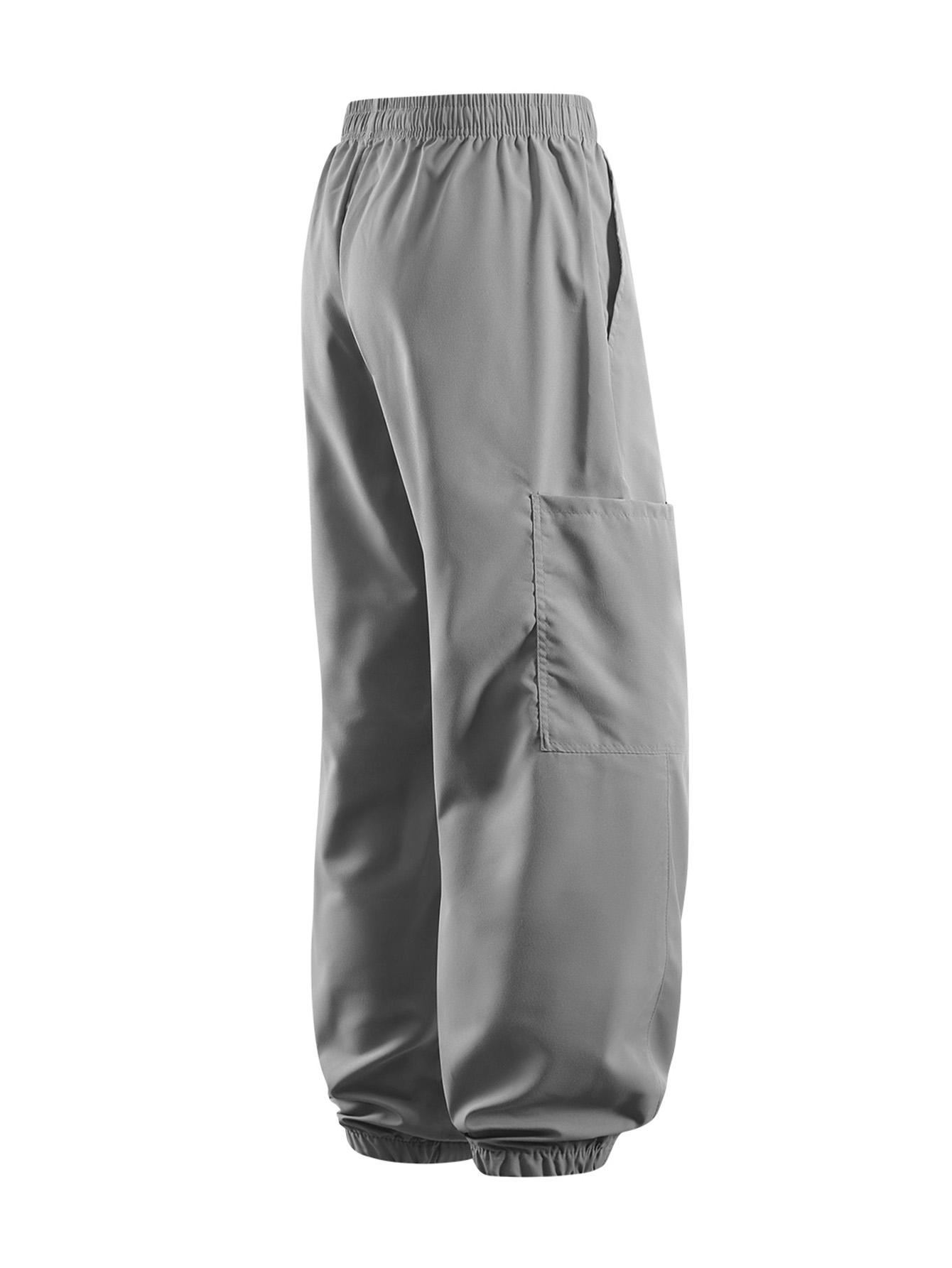 CCCMAI Men's Cargo Pants with Multiple Pockets Durable Polyester Machine Washable Perfect for Hiking Outdoor Activities Breathable Comfortable Loose Fit Long Pants Casual Day Zipper Soft Plain Menswear Trouser