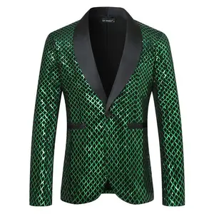 New autumn and winter men’s diamond sequin suit jacket, men’s black and green fashionable pants, long sleeves