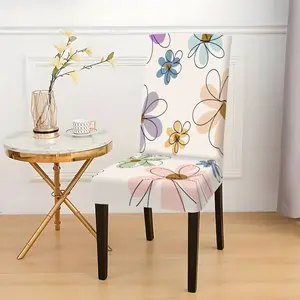 2/4/6counts Fresh Floral Elastic Chair Covers, French Country Print Dining Chair Covers, Washable Seat Protectors, All Seasons Comfort, Home Essential