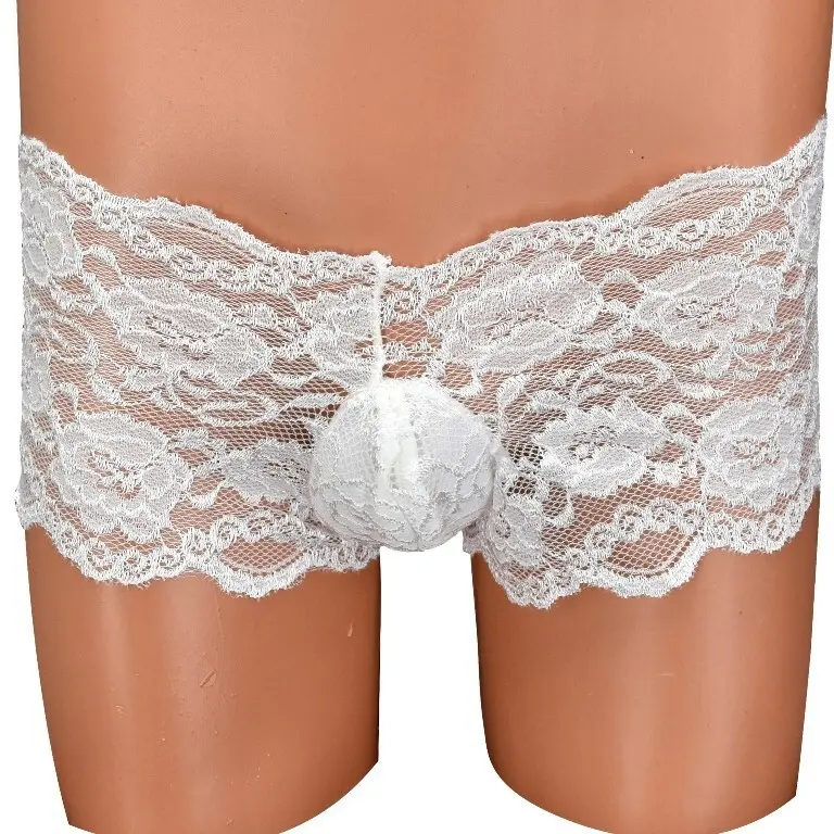 White Lace Pouch Panty Feminine Lace Underwear for trans crossdressing drag