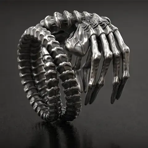 [Summer Offer] Men's Punk Domineering Skull Claw Metal Statement Chunky Fashion Ring, Creative Exaggerated Artificial Gemstone Costume Finger Jewelry, Daily Wear Accessory, Ideal Gift, Fashion Rings