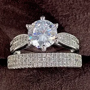 Huajie Vintage Men's and Women's Couple Rings, Luxurious Wedding Combination Rings, Simple Band Rings, Wedding Jewelry