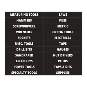 22-Piece Heavy Duty Tool Box Finisher with 1 Label System - Industrial Strength Tool Box Label, Craftsman Compatible, for Garage, Studio, Studio Finishing, Durable Adhesives, High Quality Adhesives