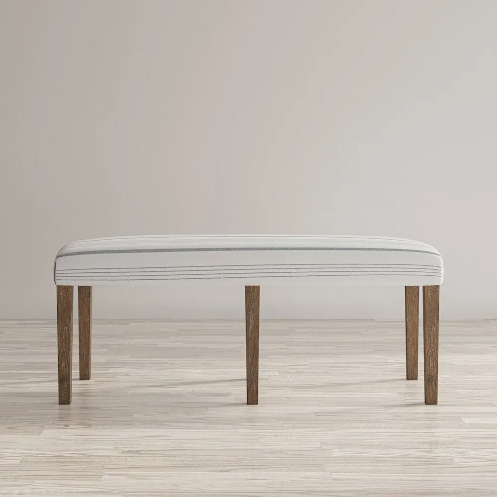 Eastern Tides Coastal Wire-Brushed Wood 46" Upholstered Dining Bench