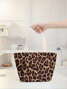 Leopard Print Lunch Bag, Large Capacity Insulated Cooler Bag, Lightweight Travel Handbag for Men & Women, Ideal for Hiking Camping, Insulated Lunchbox Cooler, Portable Lunch Bag, Reusable Lunch Bag