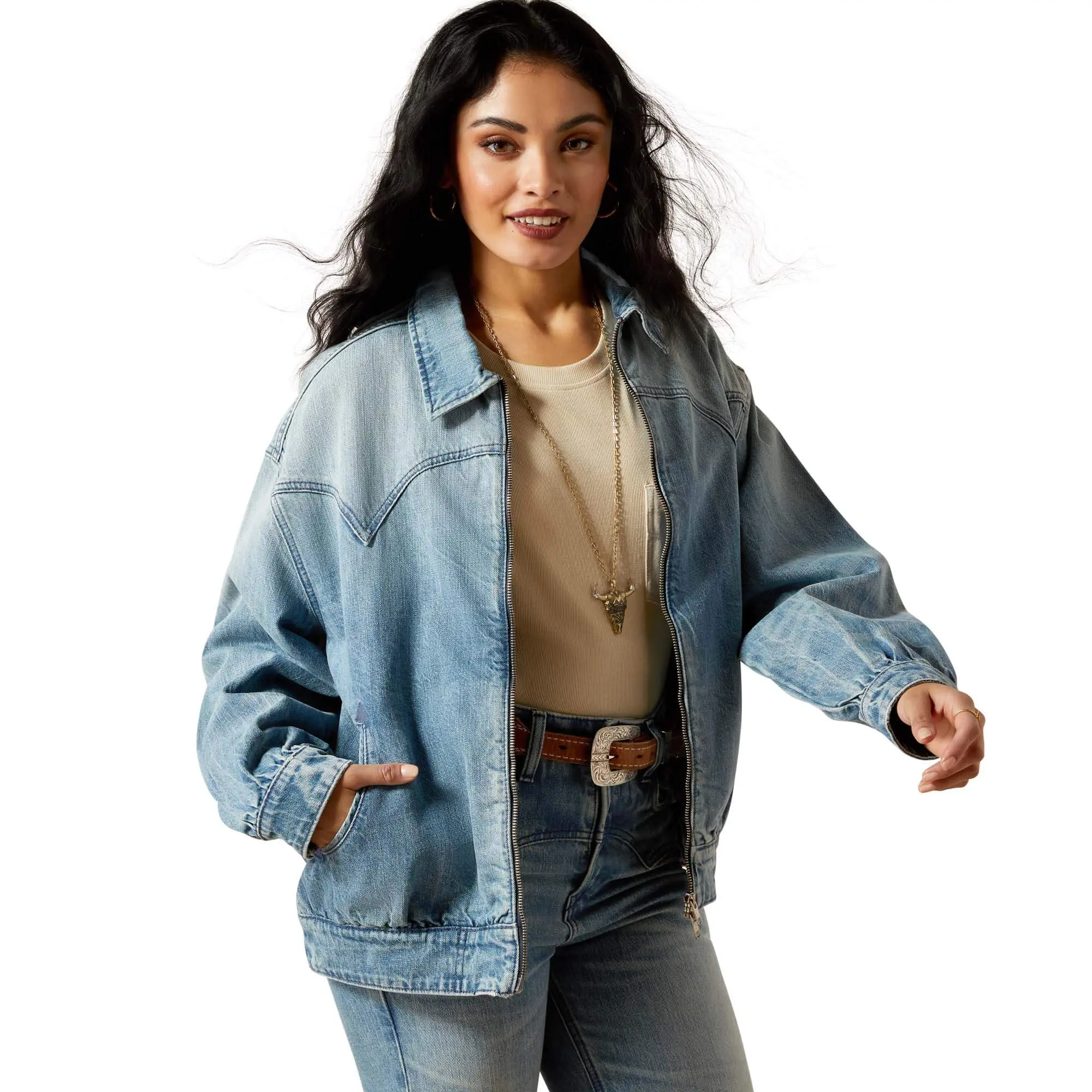 Women's Cheyenne Denim Bomber Jacket Women's Cheyenne Denim Bomber Jacket
