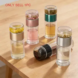 Heat-Resistant Glass Tea Water Separating Cup, Thickened Glass Cups, Dual-Layer Thick Design, Anti-Slip Handle, Perfect Gift for Christmas, Father’s Day, Mother’s Day