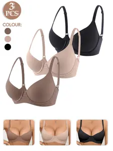 1/2/3pcs Women's Push-Up Jelly Bra with High Support Underwire, V-Neck Design, Unlined Casual Minimalist Style, All Season Wear, Fitted Comfort, Everyday Lightweight Medium