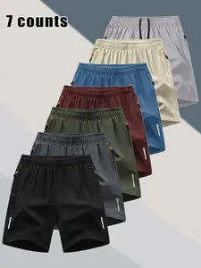 Men's Solid Color Zipper Pocket Shorts, Regular Fit Casual Comfy Breathable Shorts for Daily Outdoor Wear, Men Activewear Bottoms for Summer