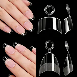 Extra Short Half Cover Almond and Tapered Square Nail Tips Clear Gel Set Pre Shaped XXS for Manicure Art Home DIY Salon Perfect Valentine's Gift