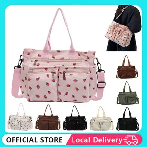 Women's Casual Zipper Crossbody Bag Large Capacity Multi-pocket Design Shoulder Bag for Daily Use Fashionable Shopping Tote Canvas Messenger Satchel Handbag