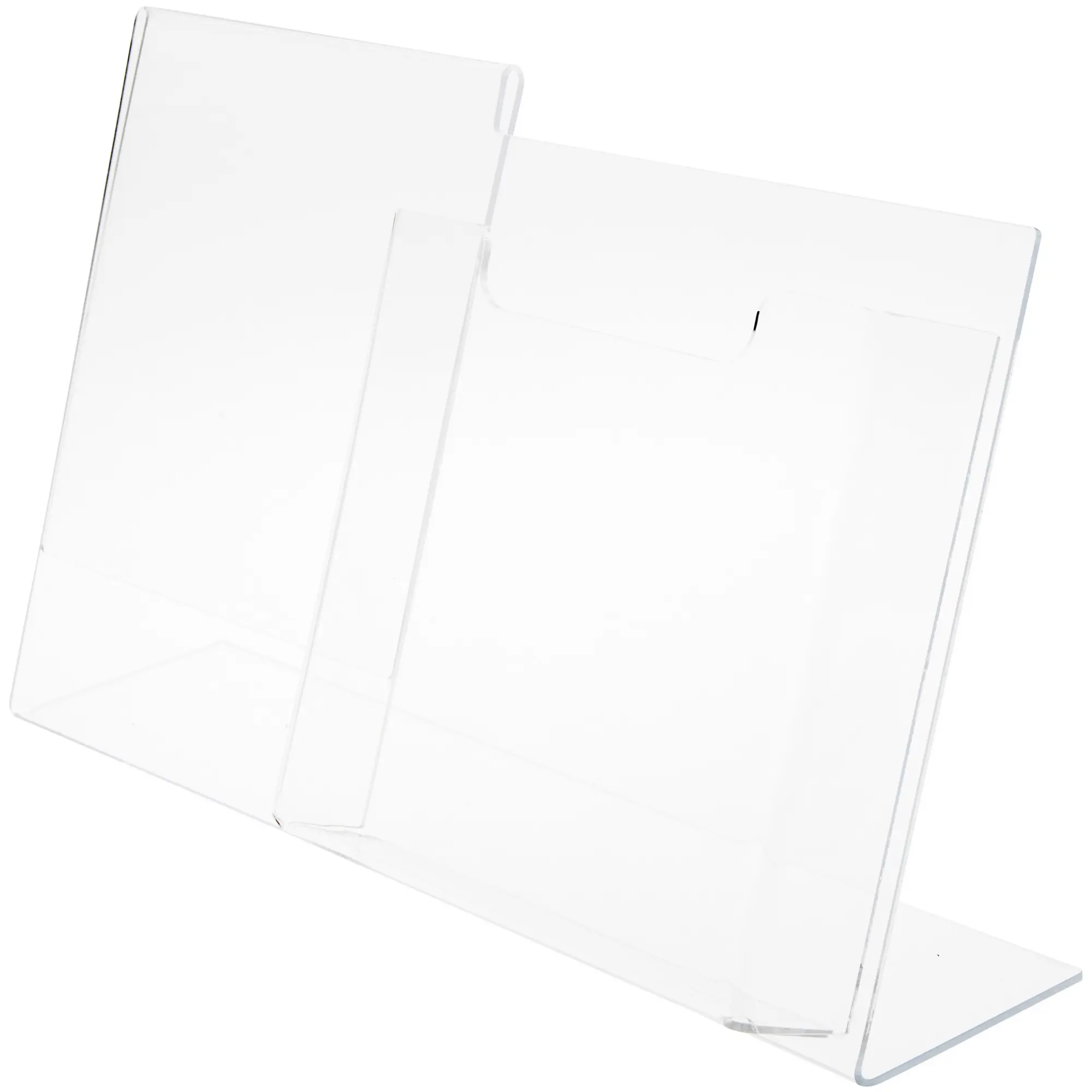 Plymor Clear Acrylic Slanted-Back Countertop Sign Holder with Pocket for 8.5" x 11" Sheets, 11" H x 18.375" W x 5.75" D