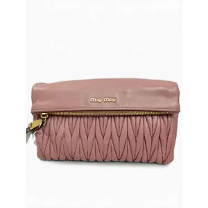 Pre-owned miumiu Matelassé lambskin leather Shoulder Bags Matelassé Shoulder Bag dusty rose pink Very Good S014260328007