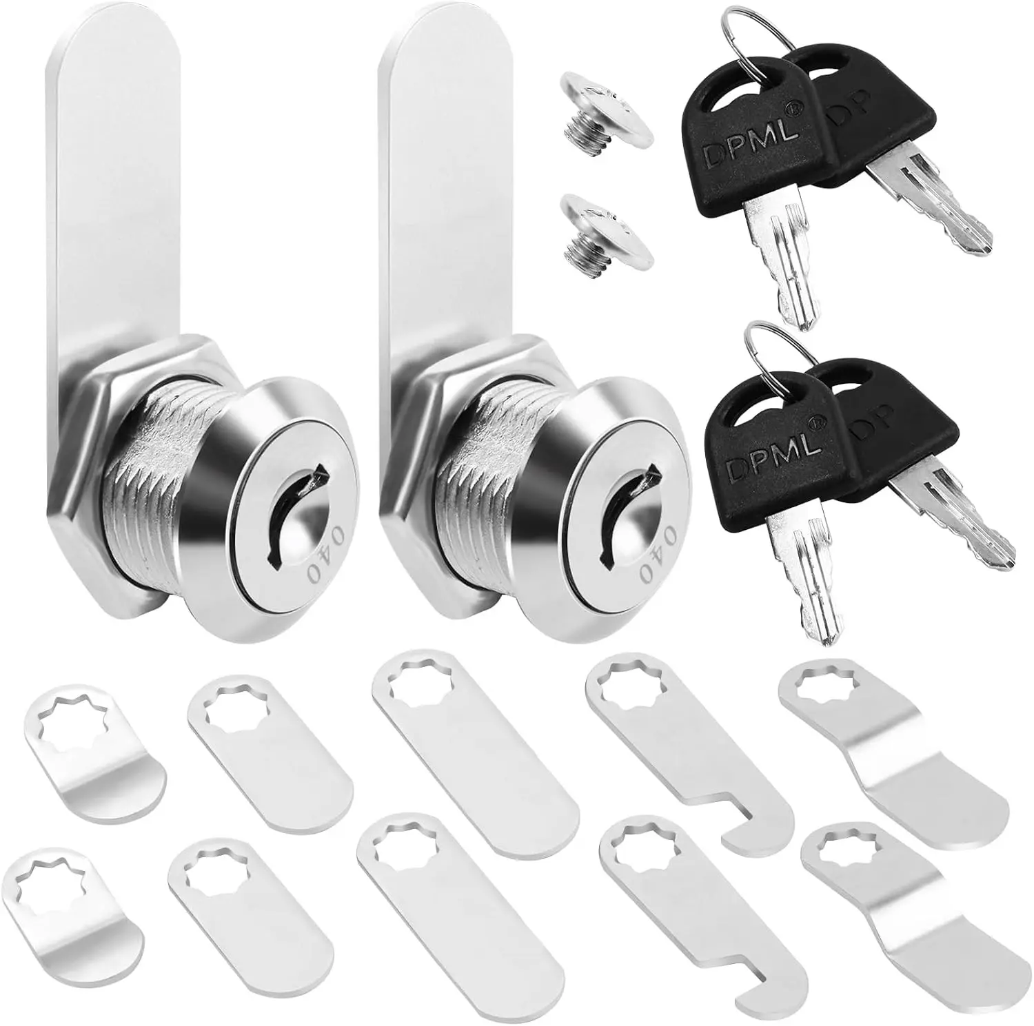 5/8" Alloy Cam Locks with Keys, 5 Replacement Lock Plates