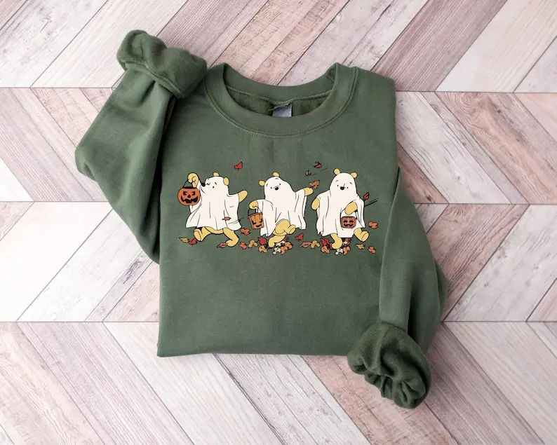 Retro Winnie the Pooh Ghost Sweatshirt - Spooky Halloween Shirt