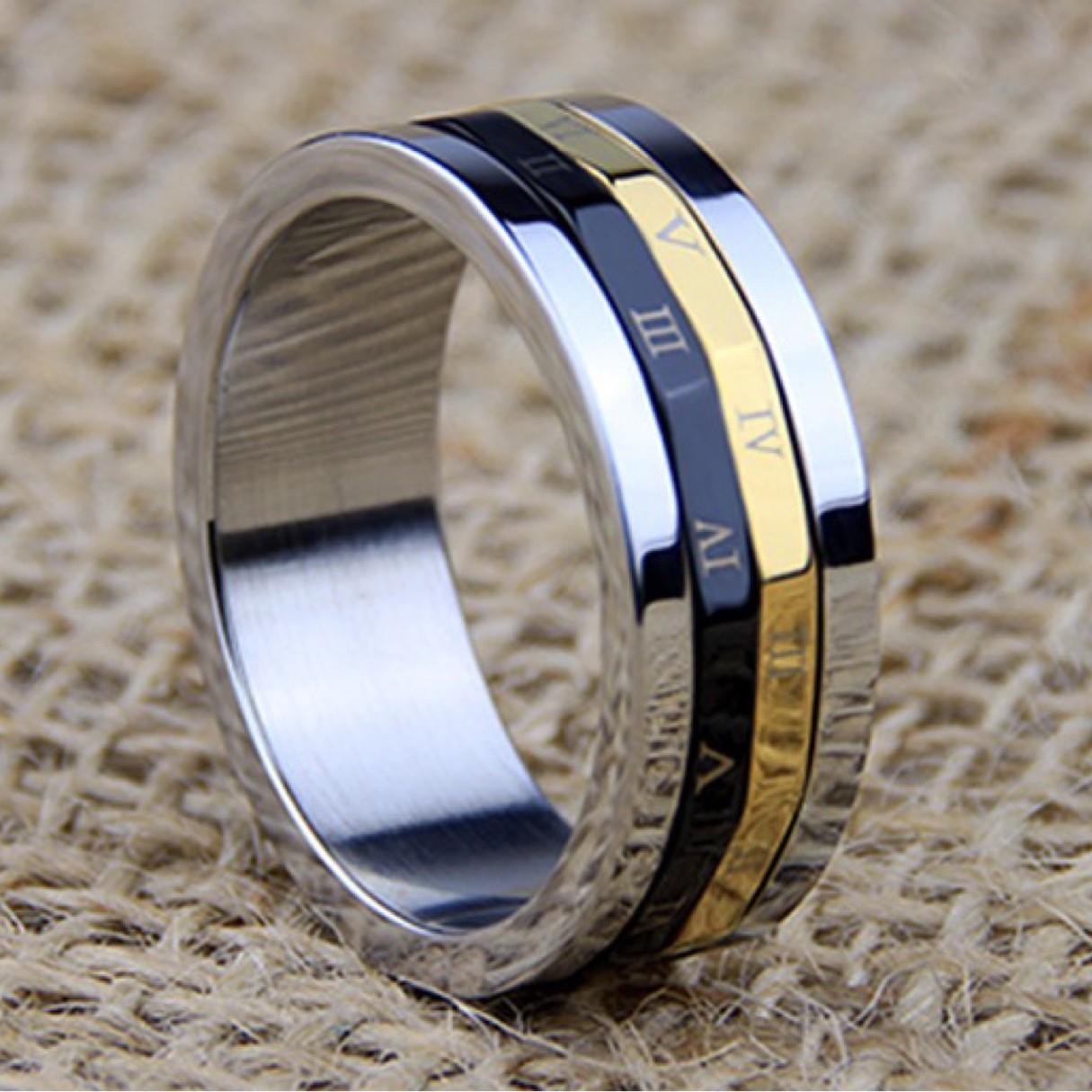 Rotating Roman Numeral Ring — Titanium Steel Unisex Band with Spinning Roman Numerals, Vacuum Electroplated Fade‑Resistant Finish, Adjustable Comfortable Fit, Minimalist Fashion & Niche Trend, Hypoallergenic Everyday Wear, Couple/Anniversary Gift