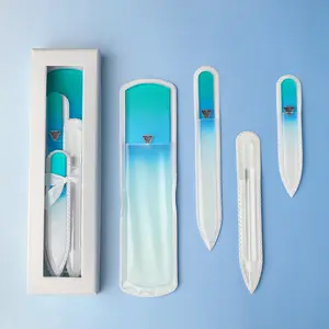 Bona Fide Beauty Glass Nail File Starter Kit in Aqua - Manicure and Pedicure Refreshed Nail Care  - For At Home Nail Care - Cuticle Care Feet Care Basic Natural Nail Tools - Gentler Reusable Seals Keratin Layers of Natural Nails Smooths Skin