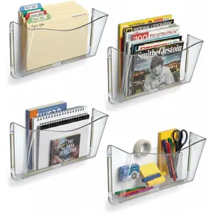 250035 Clear Single Pocket Wall File with double-sided adhesive tape 4 pack