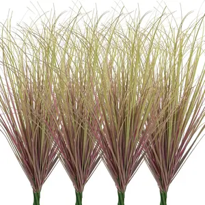12 count Artificial Grass , Faux Shrubs Wheat Grass, Artificial Tall Grass   for Outdoor Decor,Artificial Greenery Stems Weed for Room Indoor Home DecorLight Purple