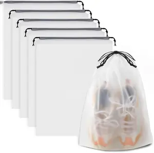 Clear Shoe Bags for Travel 5 PCS, 15.7" x 11.8" Travel Shoe Bags for Packing, Waterproof Drawstring Travel Shoe Storage Bag, Travel Essentials for Men and Women