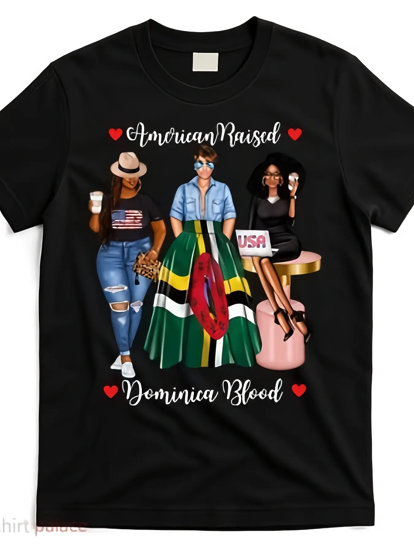American Raised Half Dominican Born In Dominica Ro unisex soft cotton short sleeve t shirt, vintage graphic casual tee for men women teens, perfect birthday holiday gift for camping travel gym daily street  wear