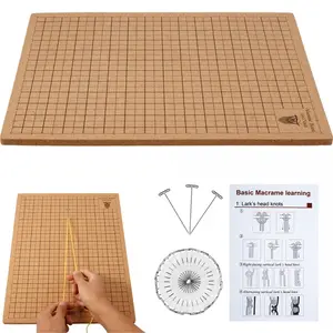 Macrame Cord Board Soft Padding Mat, 30.6x40.7 Cm Dual-Sided Project Board with Grid, Portable Bracelet Weaving Board & Craft Tool with 30 T-Shape Needles