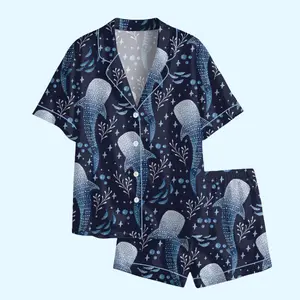 Whale Shark Pajama Set For Women Print Comfy Sleepwear and Loungwear Pjs Printing Top &Bottom Shorts