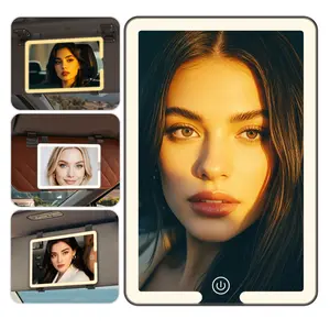 LED Car Sun Visor Makeup Mirror: Rechargeable with 3 Light Modes, Touch Dimming, and Adjustable Strap