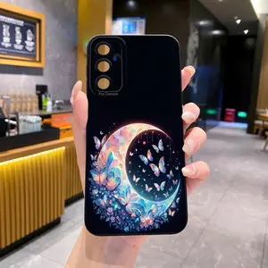 for Compatiable with Samsung Galaxy A16 A06 A15 A05 A25 A35 A55 A14 A24 A34 A54 A33 A53 A73 A32 A52S A72 Moon Butterfly Flower Cover Full Len Durable Protective Case