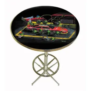212 MAIN Round Bar Pub Table - Acrylic Top, Footrest, Easy Setup, Custom Logo Print
