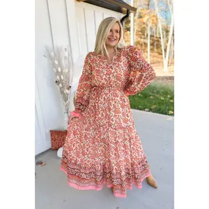 Mikey Print Lurex Chiffon Tie Waist Maxi Dress