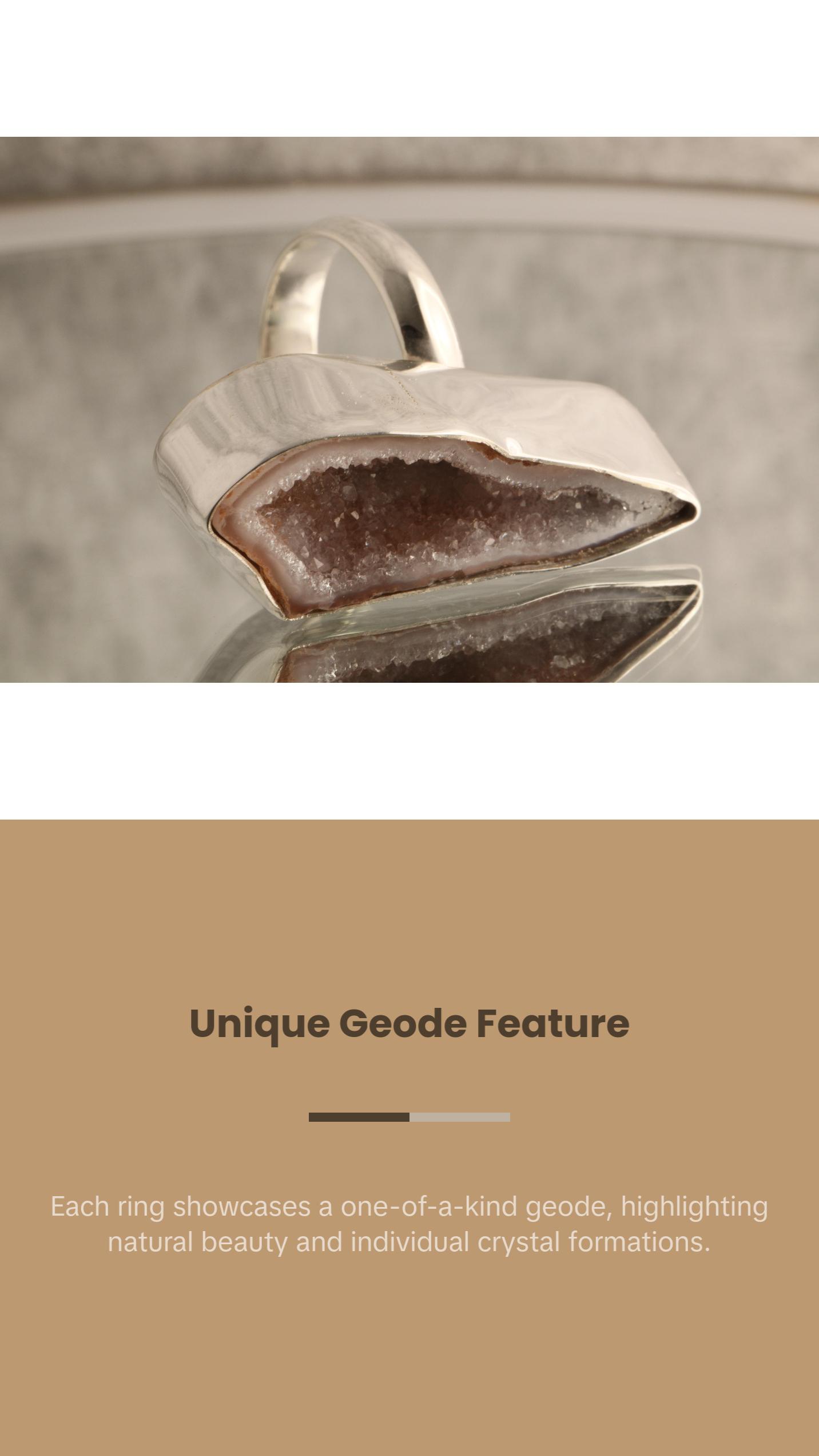 Earth's Heart - Geode 925 Sterling Silver Adjustable Ring