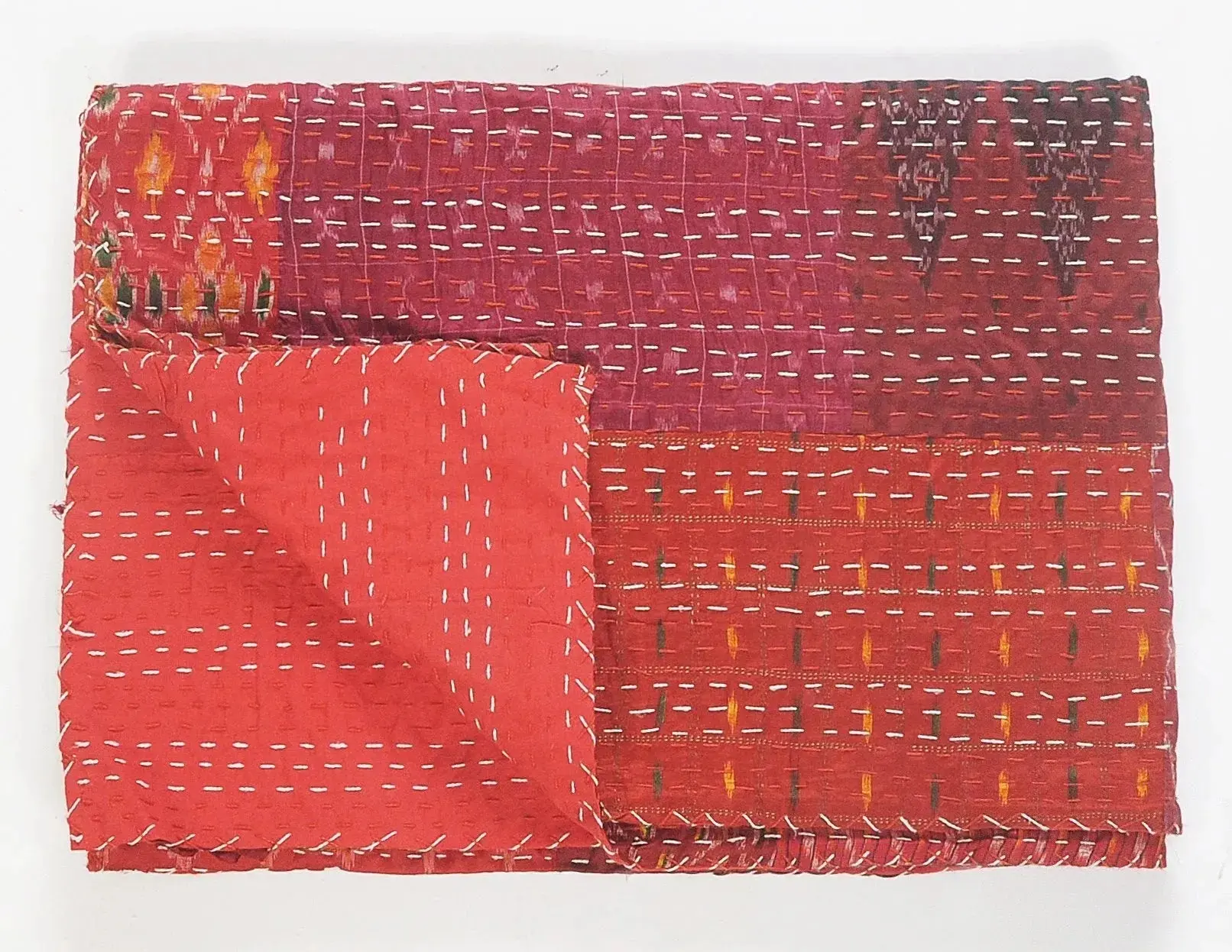 Hippie Maroon Kantha  LR80157 Throw Blanket