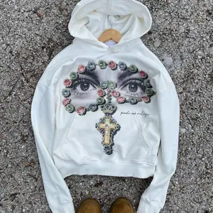 TOPloosesweaterlong-sleevedpulloverhoodieretrojacketstreettrendEuropeanandAmericanpersonalizedprinting Polyester Sweatshirts，A gift with a random balue of $5（gift）